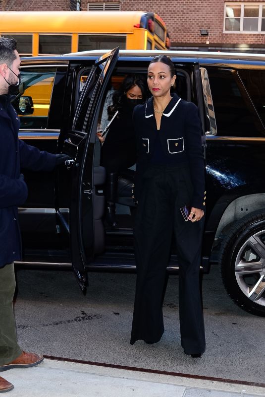 ZOE SALDANA Arrives at Her Hotel in New York 02/28/2022