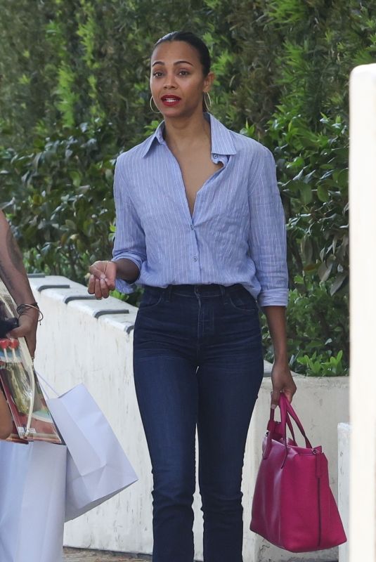 ZOE SALDANA Out in Los Angeles 03/27/2022