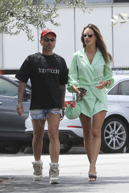 ALESSANDRA AMBROSIO and Matheus Mazzafera Out in Brentwood 04/11/2022