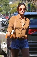 ALESSANDRA AMBROSIO in Denim Shorts Out in Beverly Hills 04/07/2022