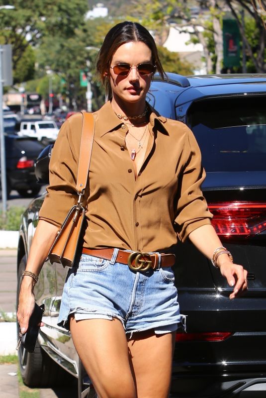 ALESSANDRA AMBROSIO in Denim Shorts Out in Beverly Hills 04/07/2022