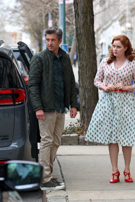 AMY ADAMS and Patrick Dempsey on the Set of Disenchanted in New York 04/06/2022