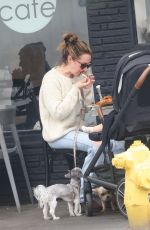 ASHLEY TISDALE and Christopher French Out with Her Baby at Mustard Seed Cafe in Los Feliz 04/03/2022