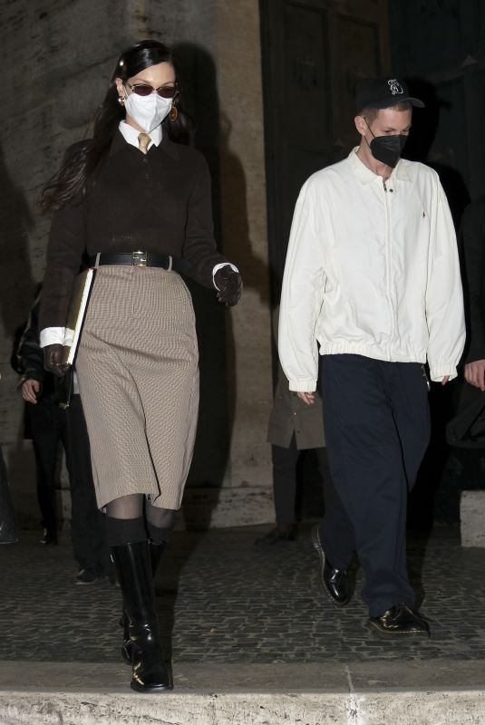 BELLA HADID and Marc Kalman Night Out in Rome 04/01/2022