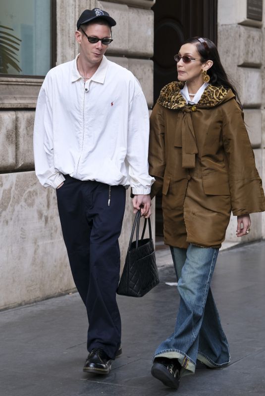 BELLA HADID and Marc Kalman Out Shopping in Rome 04/01/2022