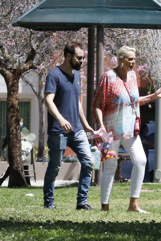 BRIGITTE NIELSEN and Mattia Dessi at a Park in Los Angeles 04/10/2022