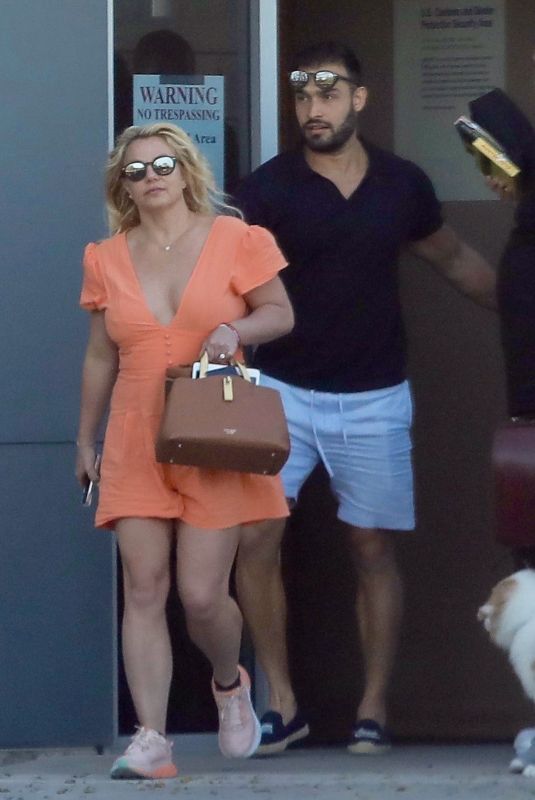 BRITNEY SPEARS and Sam Asghari Arrives at LAX Airport in Los Angeles 04/08/2022