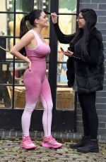 CASEY BATCHELOR on the Set of Her Yoga Blitz App in London 03/31/2022