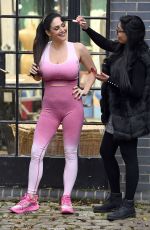 CASEY BATCHELOR on the Set of Her Yoga Blitz App in London 03/31/2022