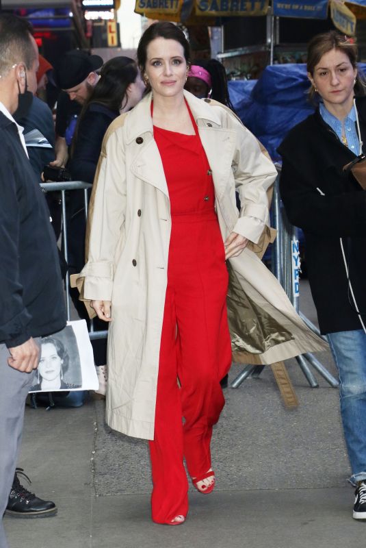 CLAIRE FOY Arrives at Good Morning America in New York 04/13/2022