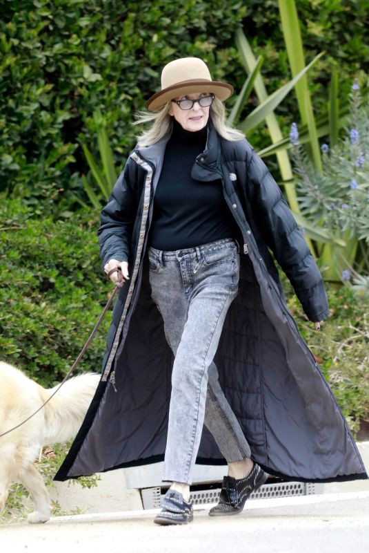 DIANE KEATON Out with Her Dog in Brentwood 04/02/2022