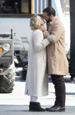 ELISABETH MOSS and O-T Fagbenle on the Set of Handmaid