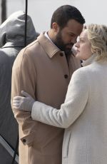ELISABETH MOSS and O-T Fagbenle on the Set of Handmaid