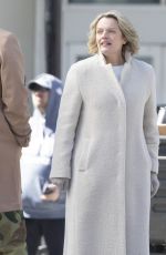 ELISABETH MOSS and O-T Fagbenle on the Set of Handmaid