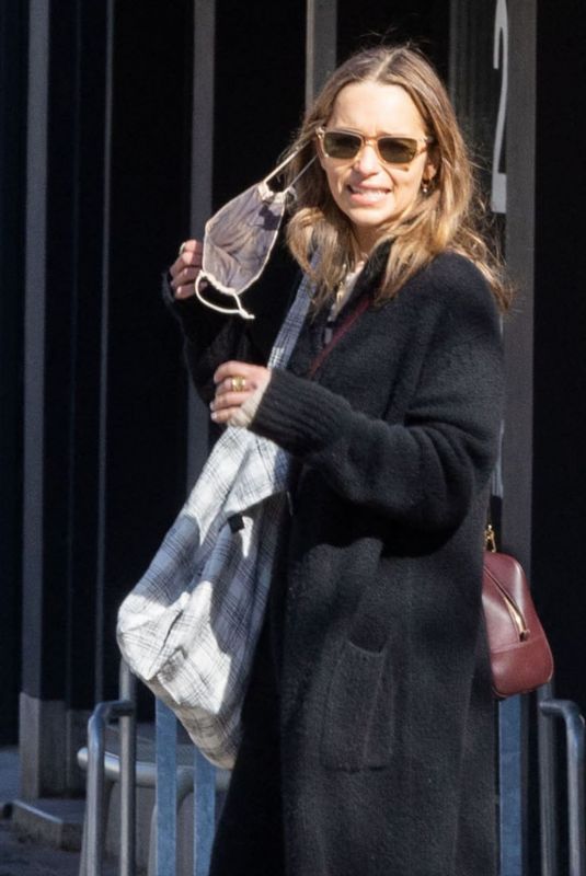 EMILIA CLARKE on the Set of The Pod Generation in Brussels 03/19/2022