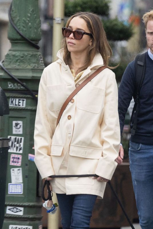 EMILIA CLARKE Out in Brussels to Filming The Pod Generation 03/13/2022