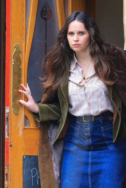 FELICITY JONES on the Set of Borderland in Glasgow 04/14/2022