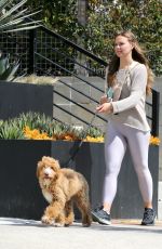 HANNAH BROWN Out with Her Dog in Los Angeles 04/14/2022