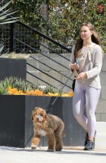 HANNAH BROWN Out with Her Dog in Los Angeles 04/14/2022