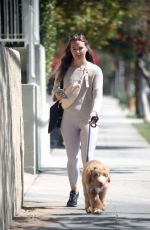 HANNAH BROWN Out with Her Dog in Los Angeles 04/14/2022