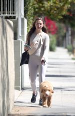 HANNAH BROWN Out with Her Dog in Los Angeles 04/14/2022