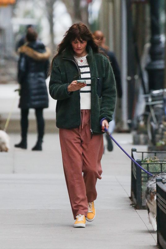 HELENA CHRISTENSEN Out with Her Dog in New York 04/05/2022