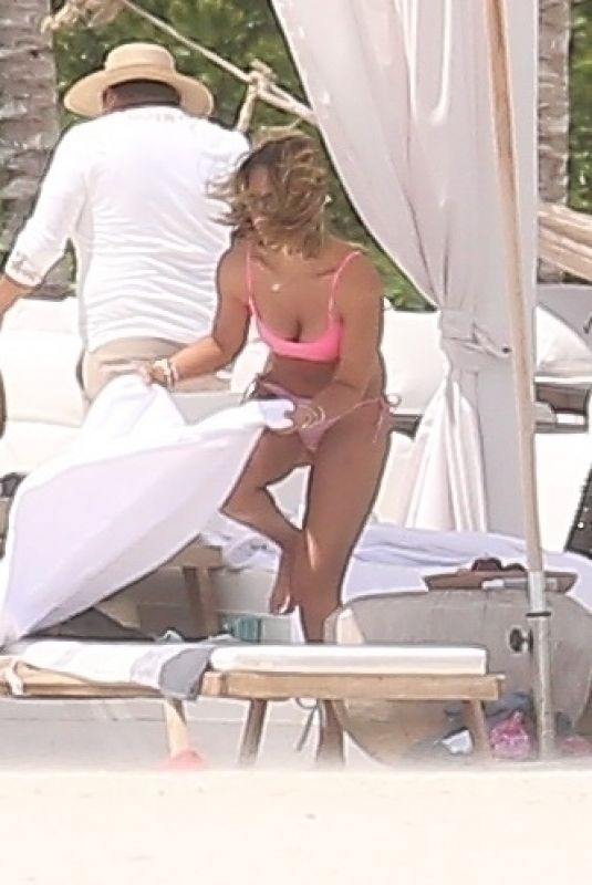 JESSICA ALBA in a Pink Bikini in Cancun 04/13/2022
