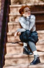 JESSICA CHASTAIN on the Set of an Untitled Movie in Brooklyn 04/27/2022
