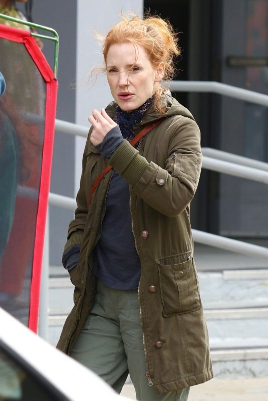 JESSICA CHASTAIN on the Set of an Untitled Project in New York 04/18/2022