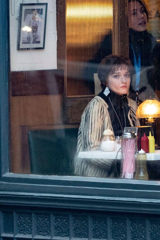 JULIA GARNER on the Set of Apartment 7a in London