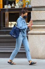 KATIE HOLMES in Double Denim Out in New York 04/26/2022