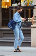 KATIE HOLMES in Double Denim Out in New York 04/26/2022