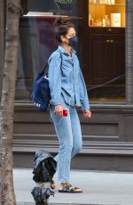 KATIE HOLMES in Double Denim Out in New York 04/26/2022