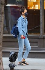 KATIE HOLMES in Double Denim Out in New York 04/26/2022