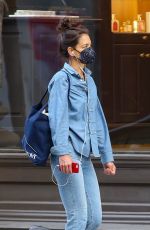 KATIE HOLMES in Double Denim Out in New York 04/26/2022