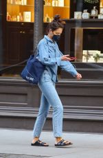 KATIE HOLMES in Double Denim Out in New York 04/26/2022