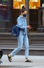 KATIE HOLMES in Double Denim Out in New York 04/26/2022