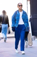 KATIE HOLMES in Double Denim Out in New York 04/29/2022