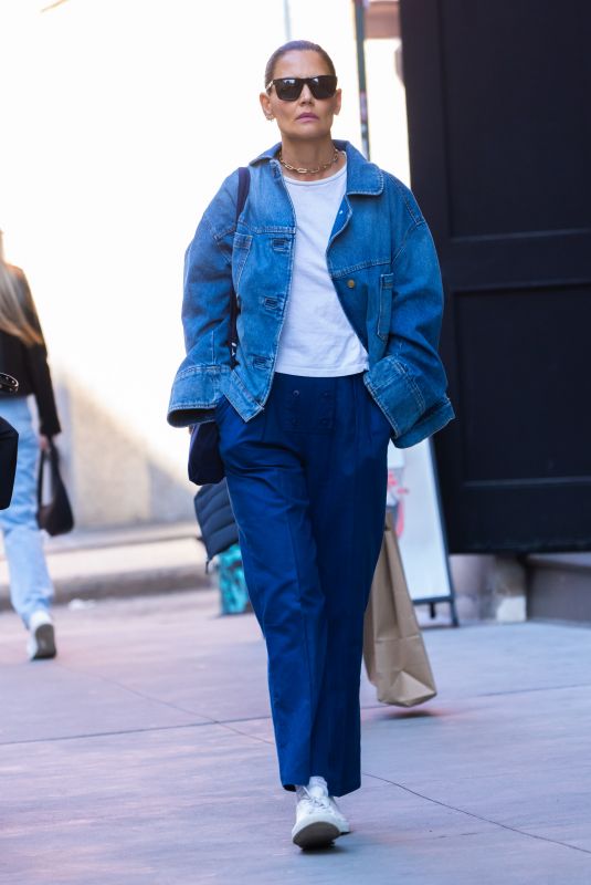 KATIE HOLMES in Double Denim Out in New York 04/29/2022