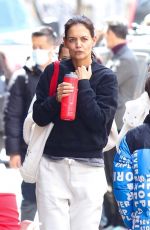 KATIE HOLMES Out Makeup-free in New York 04/08/2022