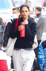 KATIE HOLMES Out Makeup-free in New York 04/08/2022