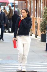 KATIE HOLMES Out Makeup-free in New York 04/08/2022