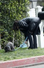 KATIE MALONEY Cleans up After Her Dog in Encino 04/02/2022