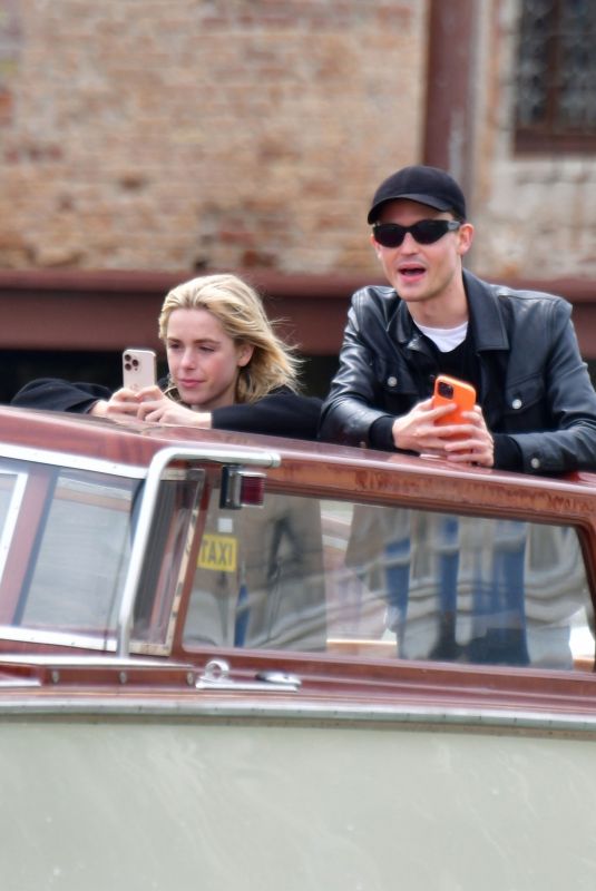 KIRNAN SHIPKA and Christian Coppola on a Taxi Boat in Venice 04/21/2022
