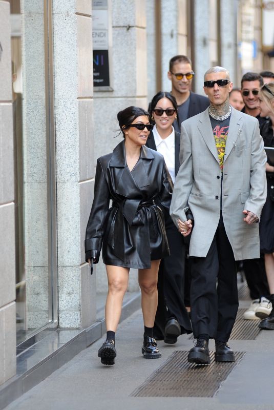 KOURTNEY KARDASHIAN and Travis Barker Out in Milan 04/27/2022