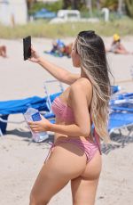 LISA OPIE in a Pink Bikini at a Beach in Miami 04/08/2022