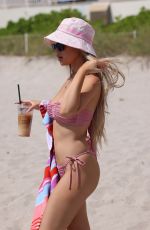 LISA OPIE in a Pink Bikini at a Beach in Miami 04/08/2022