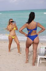 LISA OPIE, VICTORIA LARSON and ERICA PORRAS in Bikinis at a Beach in Miami 04/14/2022