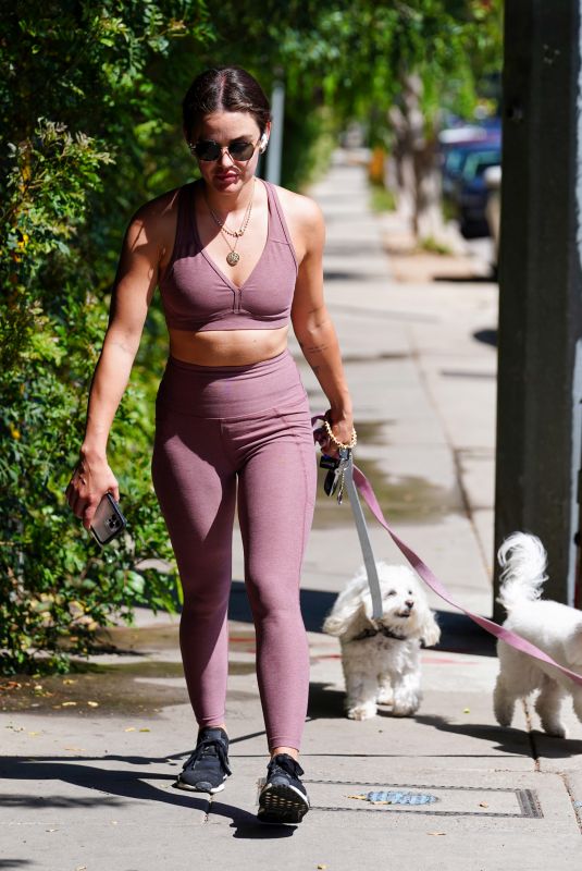 LUCY HALE Out Hiking with Her Dogs in Los Angeles 04/25/2022