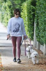 LUCY HALE Out with Her Dogs for a Walk in Los Angeles 04/10/2022